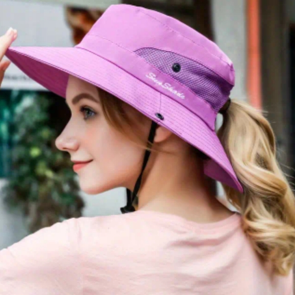 SUN SHADE BRIMMED HAT, VARIED COLORS, ONE SIZE FITS MOST - Picture 3 of 6